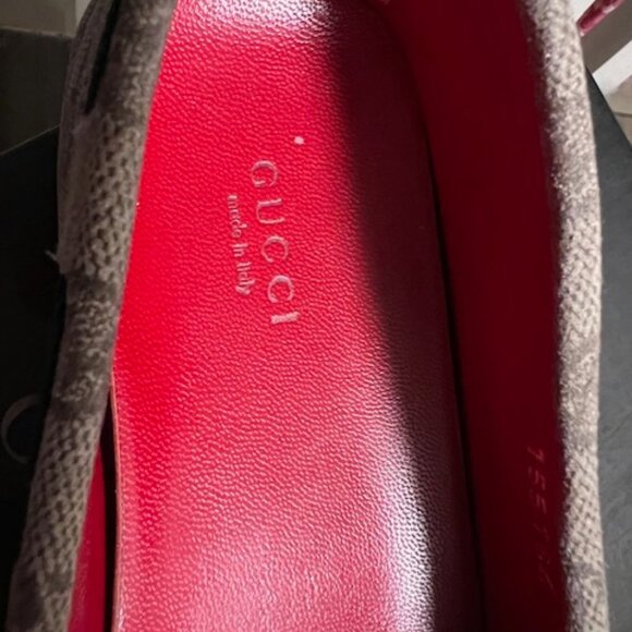 GUCCI MONOGRAM CANVAS DRIVING SHOES GROSGRAIN TRIM SIZE 8.5B - Picture 2 of 6